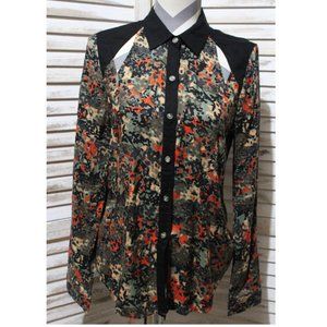 vans button up long sleeve cutout top (717) 🦋🪺